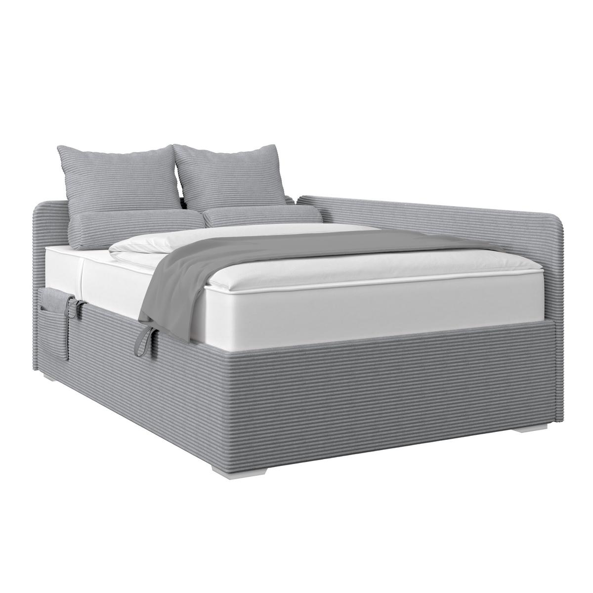 Kárpitozott Ágy Remi 120/200cm - ezüstszínű, Modern, textil/fa (120/200cm)