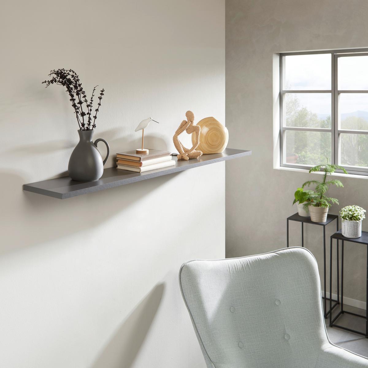 NÁSTĚNNÁ POLICE SKATE 120/20 - antracitová, Moderní, kompozitní dřevo (120/1,8/20cm)