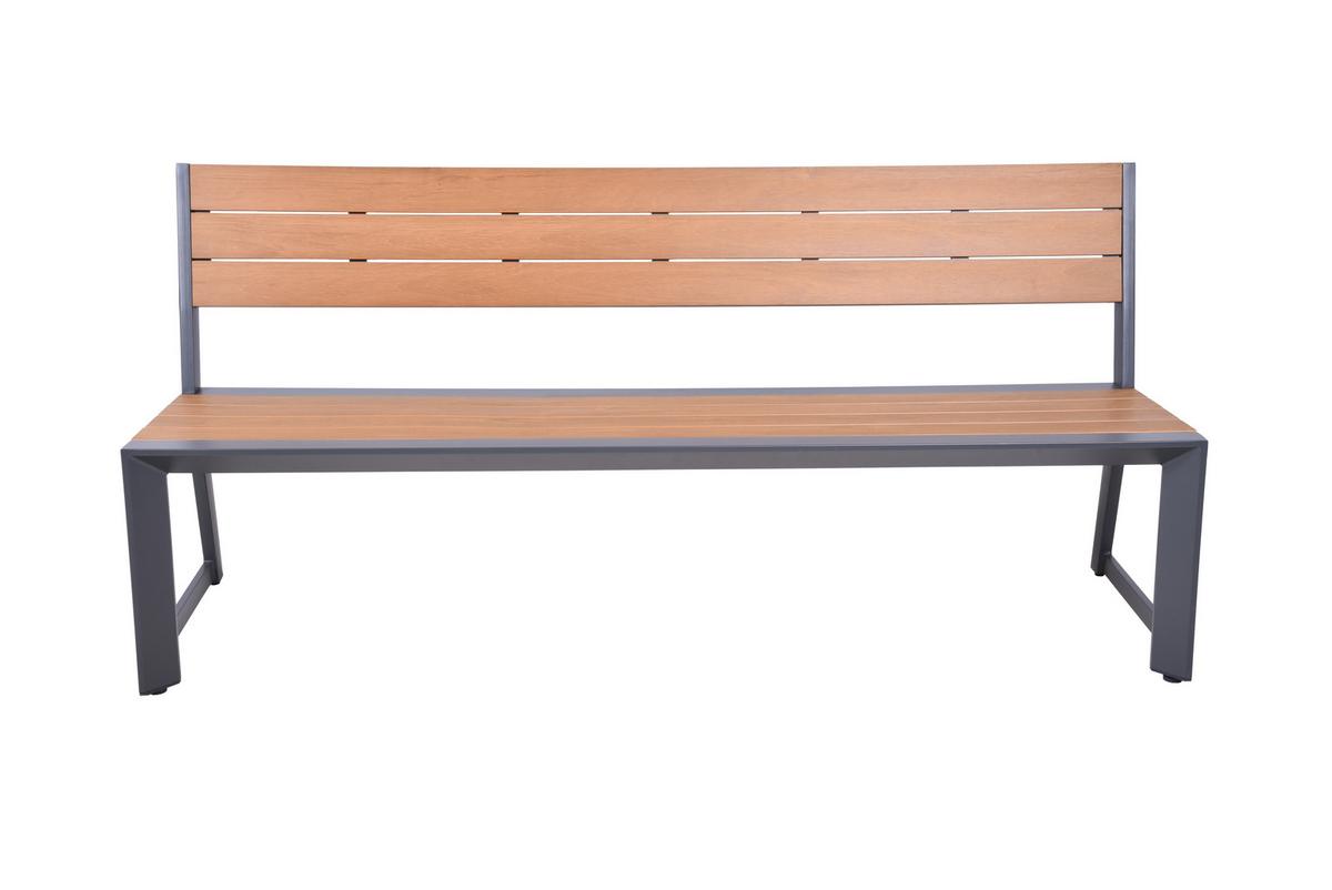 Gartenbank Silea - Anthrazit/Braun, Basics, Kunststoff/Metall (55/81/180cm) - Gardenson