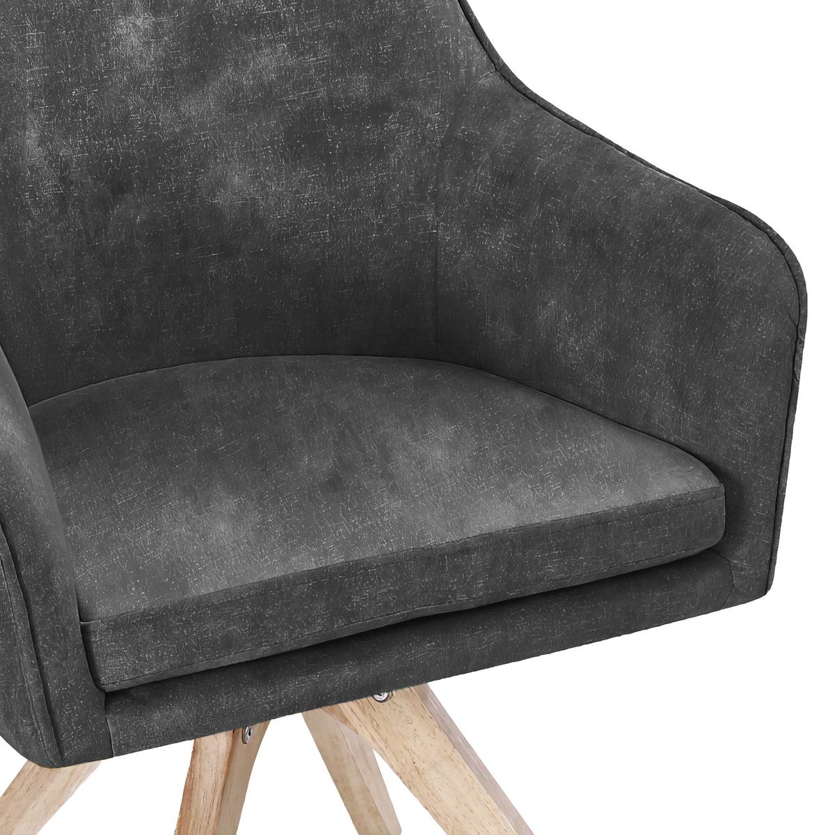 Polsterstuhl Lisa Samt Schwarz Echtholz Beine - Schwarz/Naturfarben, KONVENTIONELL, Holz/Textil (62/83/63cm)