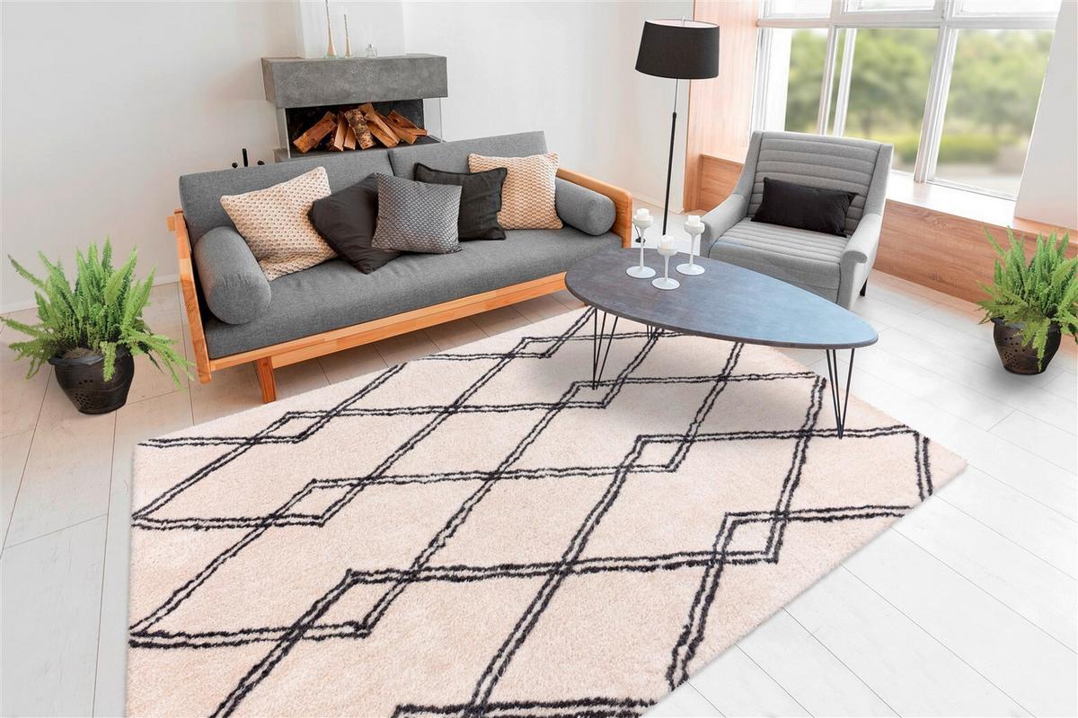 HOCHFLORTEPPICH Creme/Weiß - Creme, KONVENTIONELL, Textil (120/170cm) - Kayoom