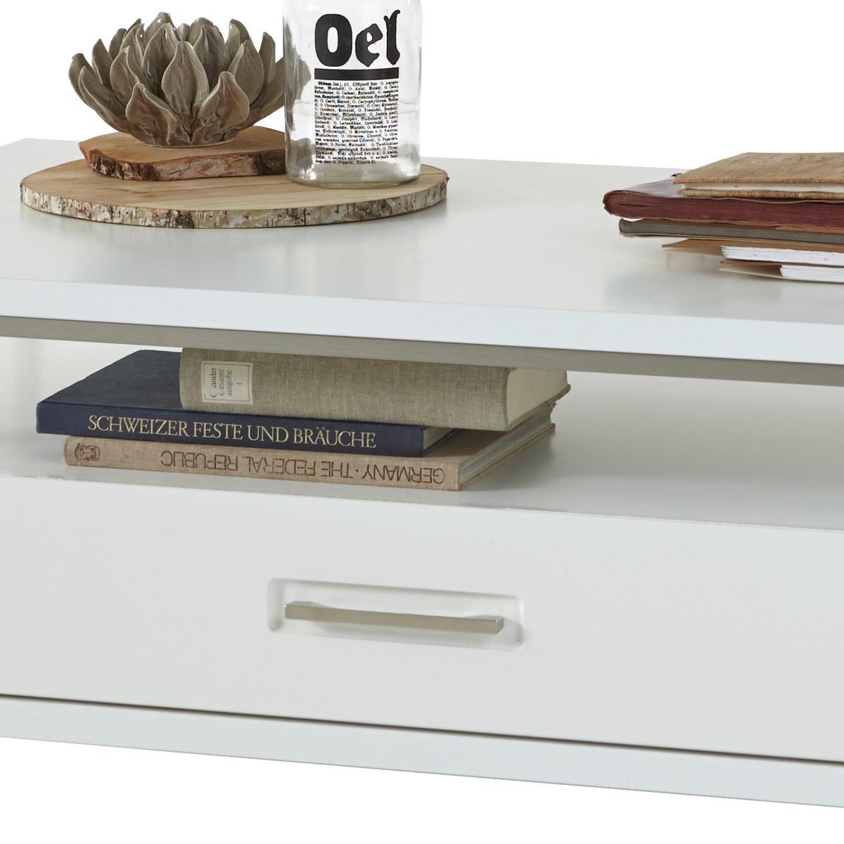 Couchtisch mit Lade Trento Silberfarben/Weiß - Silberfarben/Weiß, Design, Holzwerkstoff/Kunststoff (115/70/40cm) - Livetastic
