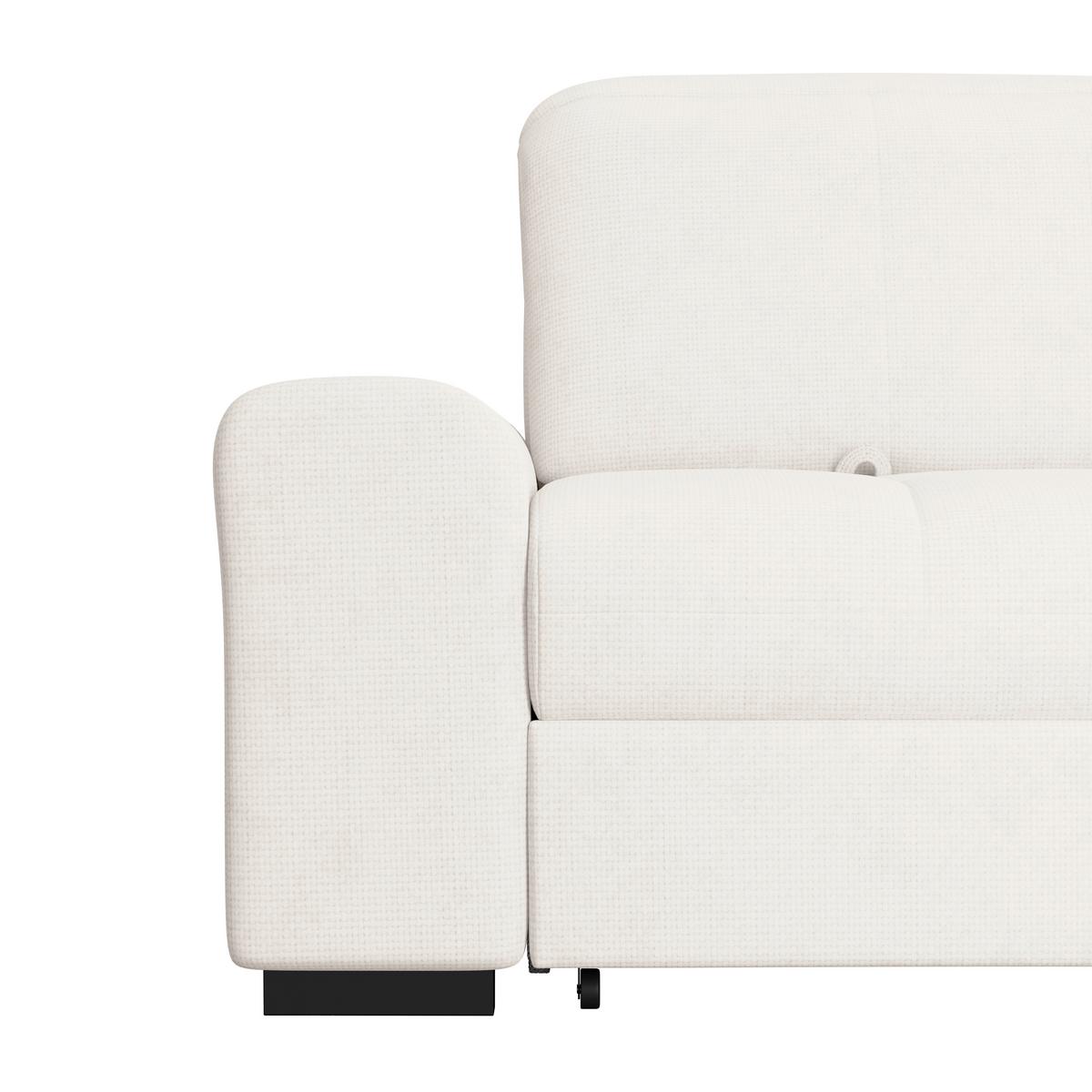 Ecksofa mit Bettfunktion Malaga new Chenille creme - Creme/Schwarz, KONVENTIONELL, Textil (286/203cm) - Ondega