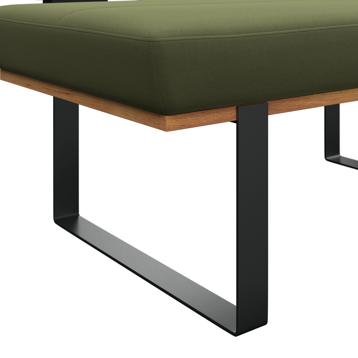 Sitzbank Tristan Webstoff moosgrün, B: 130cm - Schwarz/Grün, MODERN, Holz/Textil (130/48/90cm) - James Wood