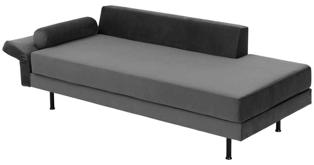Recamiere Ivo L: 190cm Velours Anthrazit - Anthrazit/Schwarz, Design, Textil (190/87/81cm) - Max Winzer