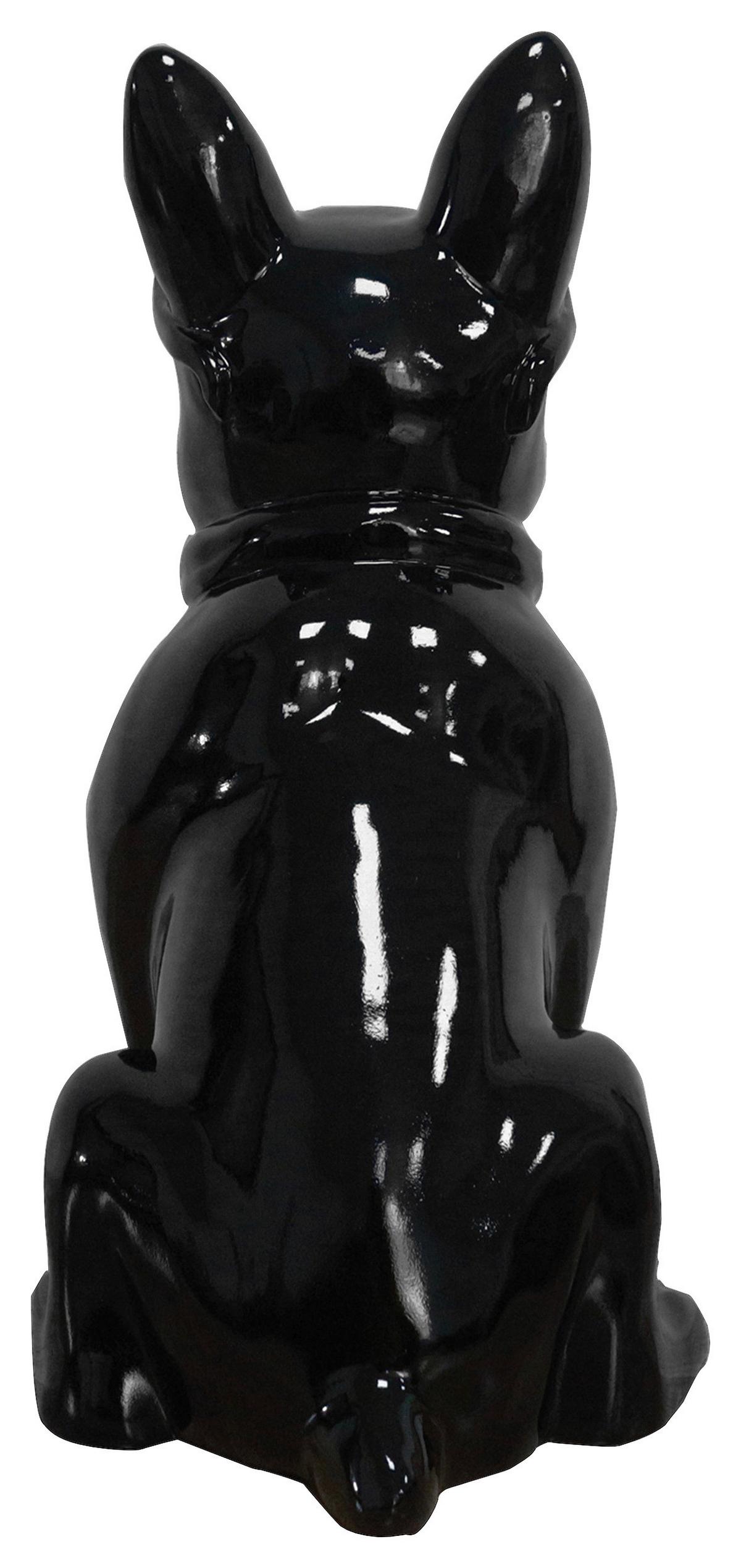Skulptur Bulldog Schwarz, 27x37 cm - Schwarz, Trend, Naturmaterialien/Stein (27/37/19cm) - Kayoom