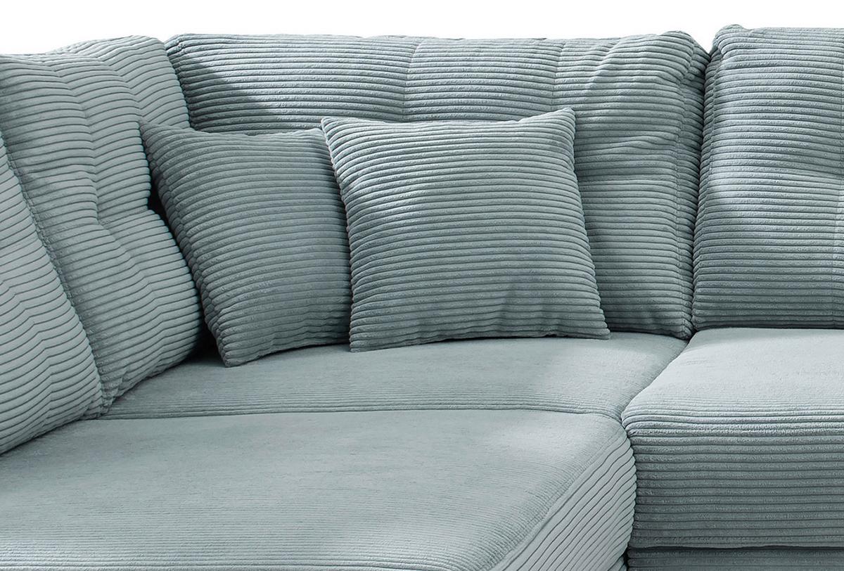 Wohnlandschaft mit Schlaffunktion, Hellblau - Naturfarben/Hellblau, MODERN, Textil (206/338-352/176cm) - Livetastic