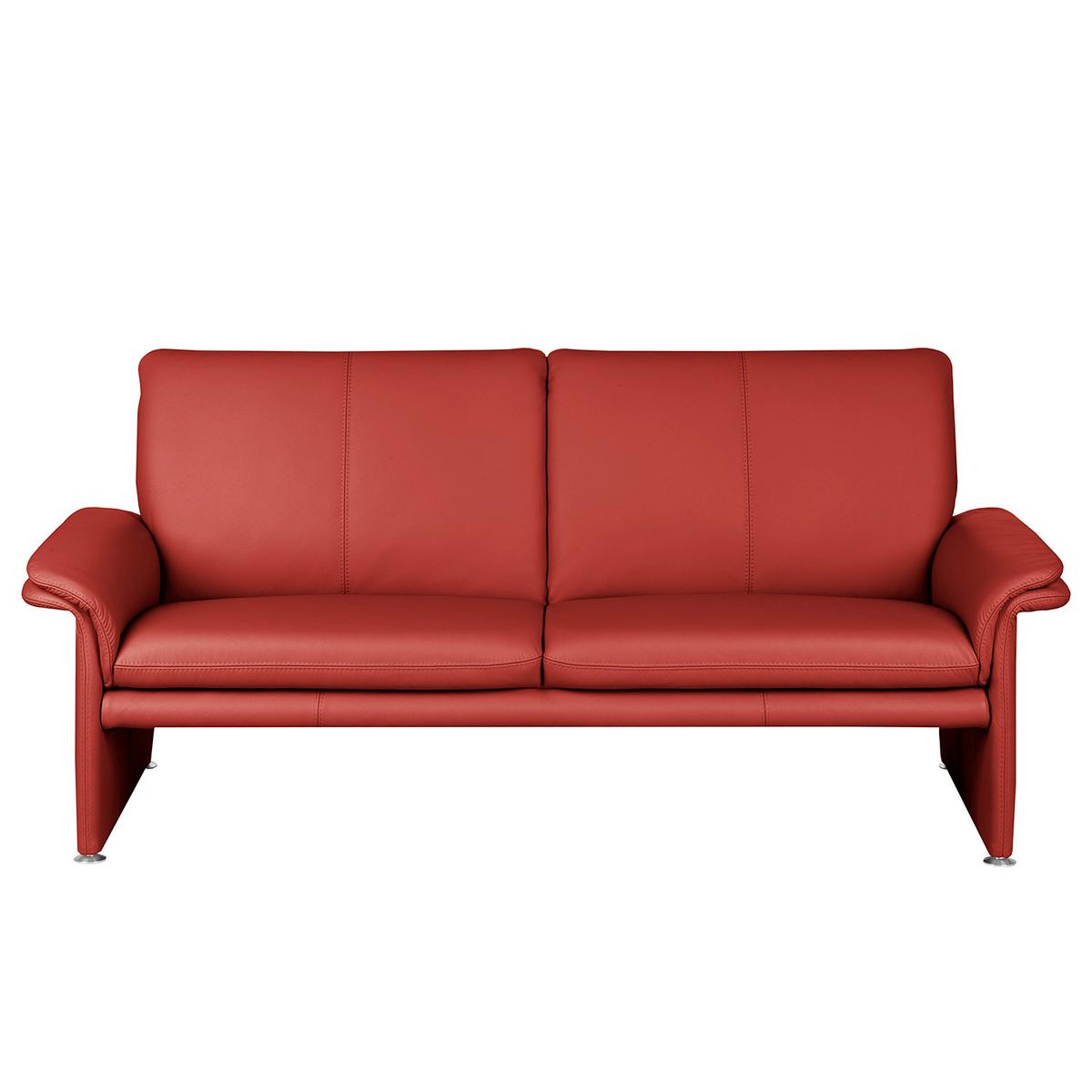 2,5-Sitzer-Sofa Comodo Echtleder Rot - Silberfarben/Rot, Design, Leder (197/90/88cm) - Livetastic