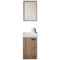 Hosťovská kúpeľňa AMY - divoký dub/biela, Modern, kompozitné drevo/sklo (41/165/23cm) - Mömax