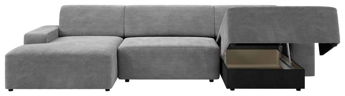 Wohnlandschaft Wien Grau U: 162x329x162 cm - Schwarz/Grau, MODERN, Textil (162/329/162cm) - Trendmanufaktur