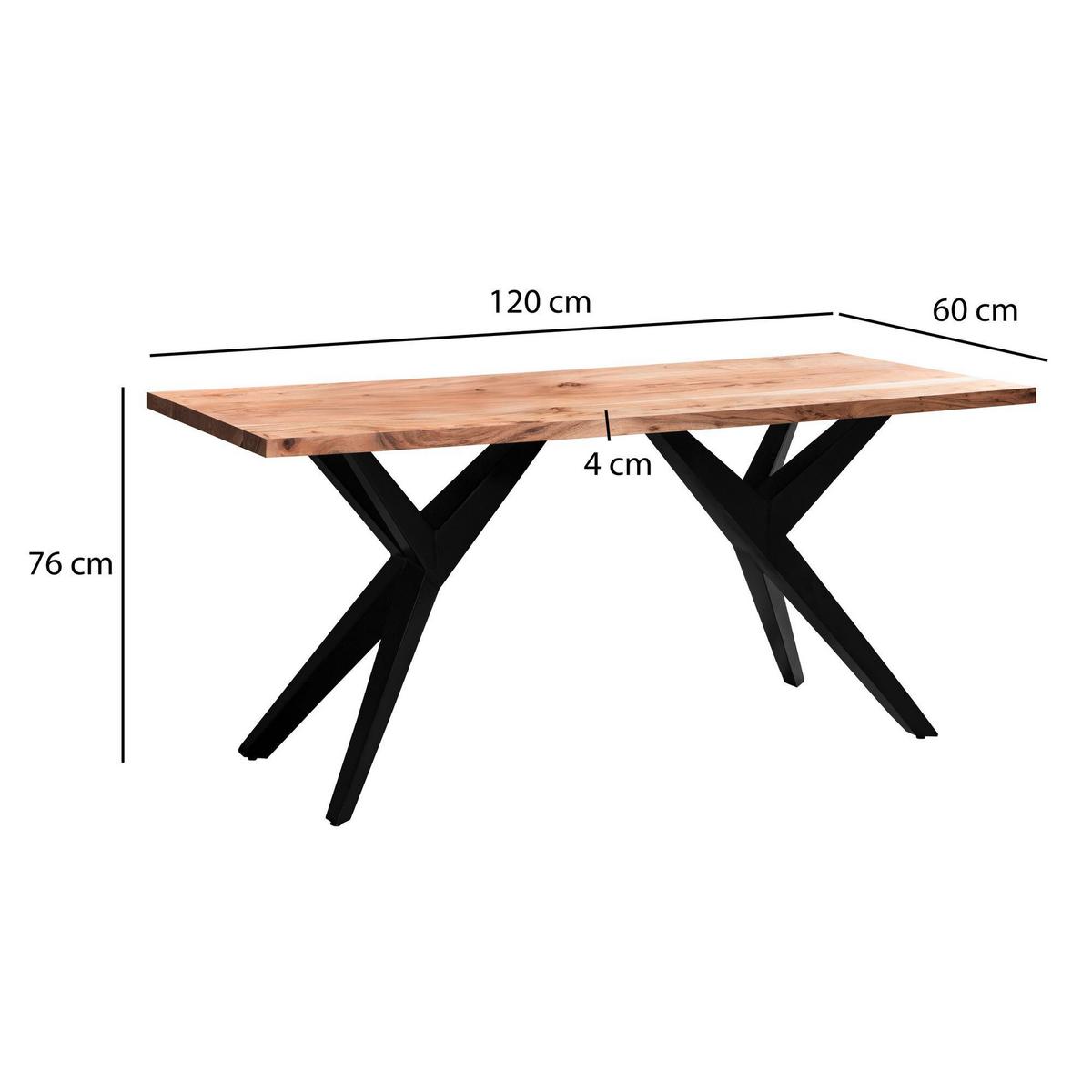 Esstisch Akaziefarben L: 120 Cm - Schwarz/Akaziefarben, Design, Holz/Metall (120/60/76cm) - Livetastic