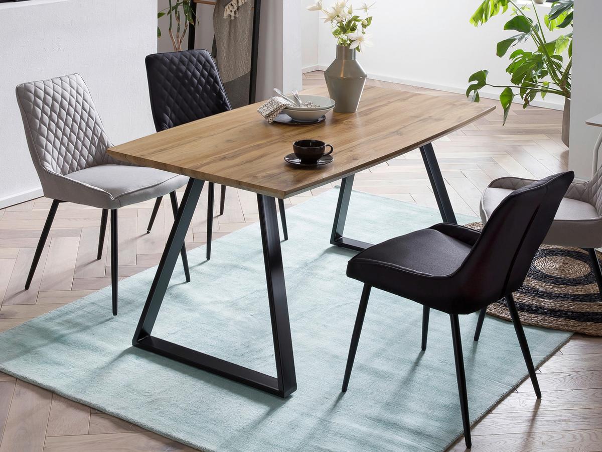 Esstisch 140x80 Eiche Dekor - Eichefarben/Schwarz, Design, Holzwerkstoff/Metall (140/80/75cm) - Livetastic