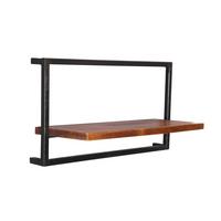 Wandregal Mangoholz/Schwarz B: 65cm - Schwarz/Naturfarben, Design, Holz/Metall (65/35/25cm) - MID.YOU