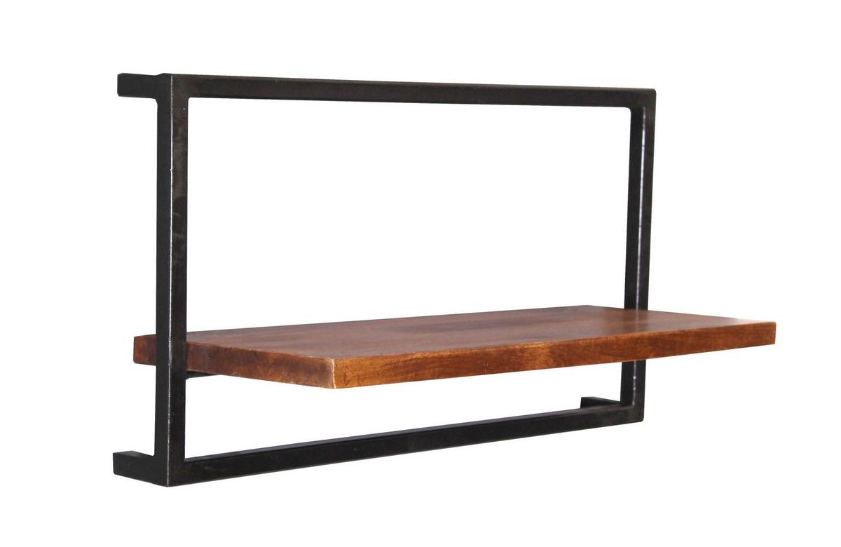 Wandregalset 3-tlg. Mangoholz B: 60cm - Schwarz/Naturfarben, Design, Holz/Metall (60/110/25cm) - MID.YOU