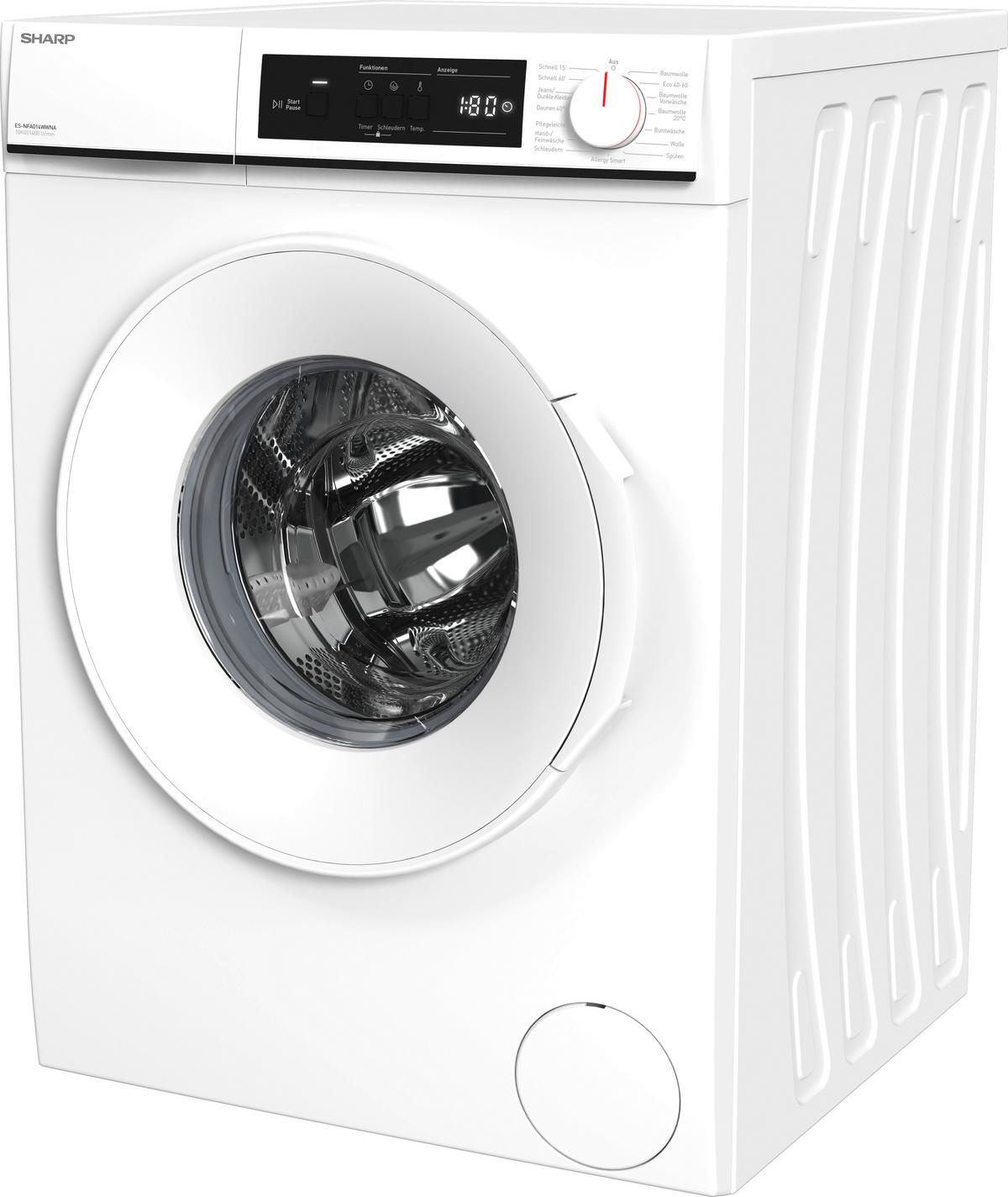Waschmaschine ES-NFA014WWNA-DE Füllmenge ca. 10kg, 1200 U/Min - Weiß, Basics, Glas/Kunststoff (59.7/84.5/58.2cm) - Sharp