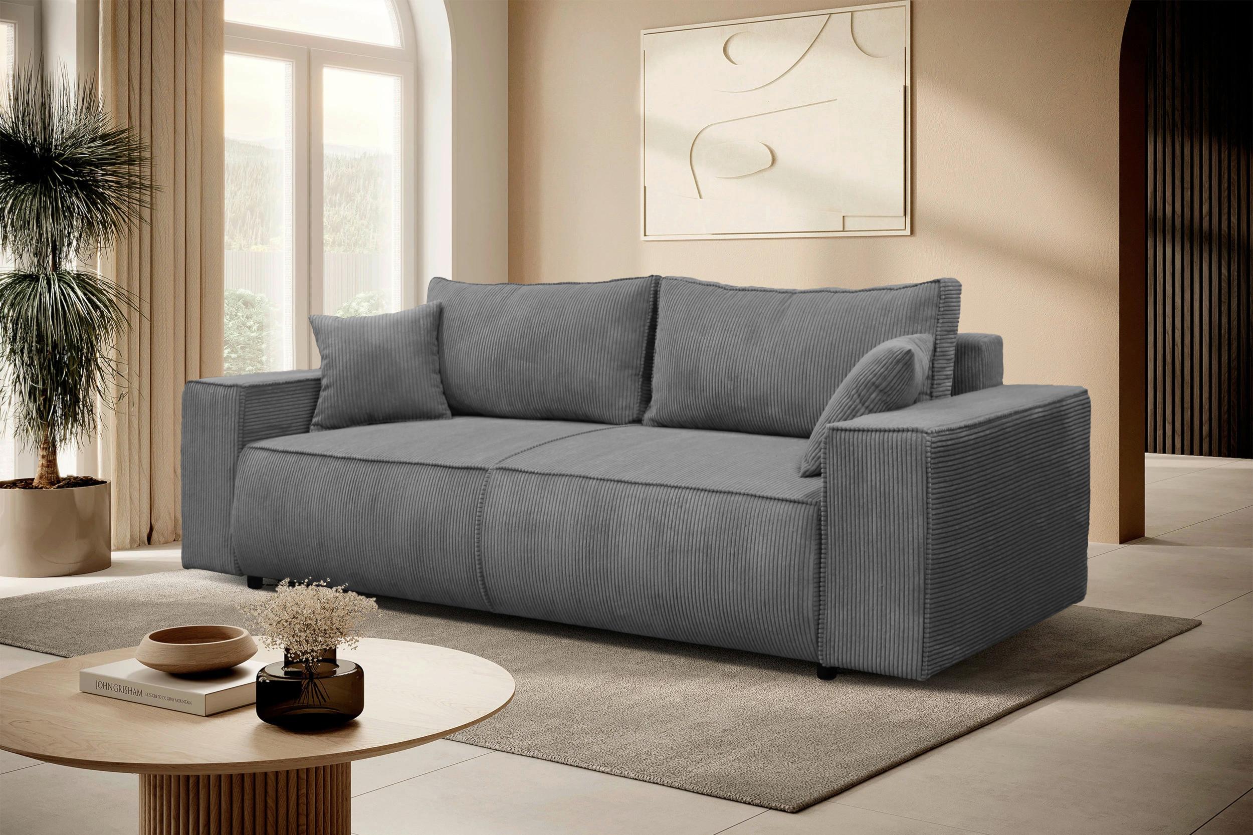 Schlafsofa Loft Dunkelgrau B: 255cm - Dunkelgrau/Schwarz, Design, Textil (255/90/97cm) - MID.YOU