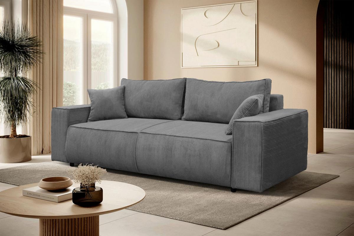 Schlafsofa Loft Dunkelgrau B: 255cm - Dunkelgrau/Schwarz, Design, Textil (255/90/97cm) - MID.YOU