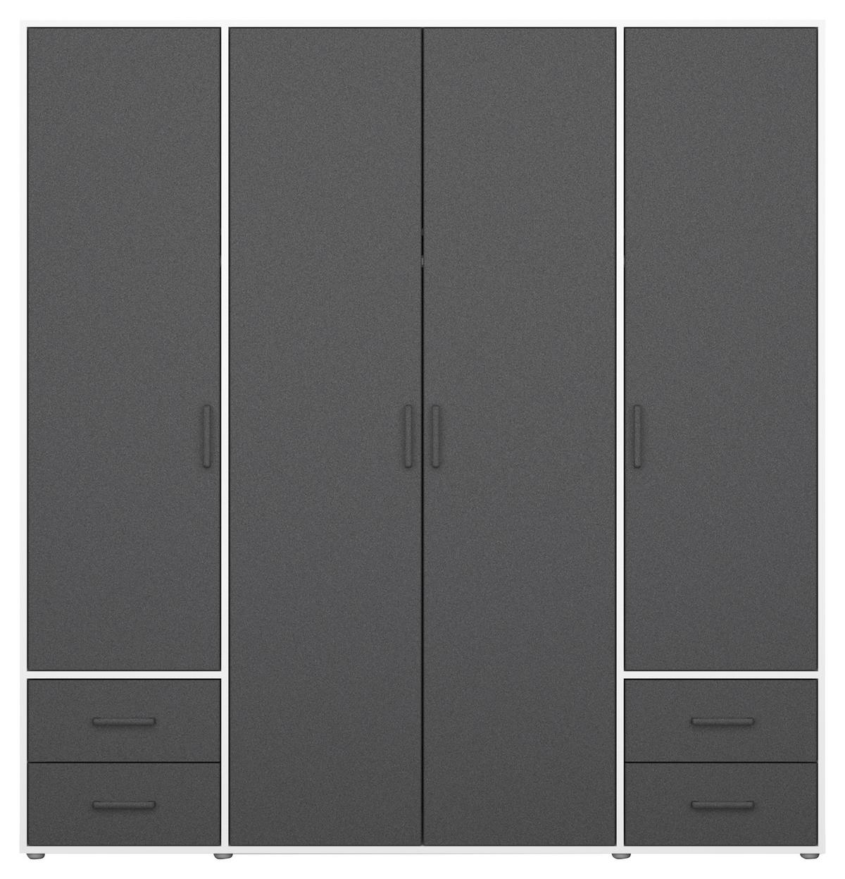 Drehtürenschrank Voyager Weiß,grau B: 187 Cm - Weiß/Grau, MODERN, Holzwerkstoff (187/194/53cm) - Rauch Möbel