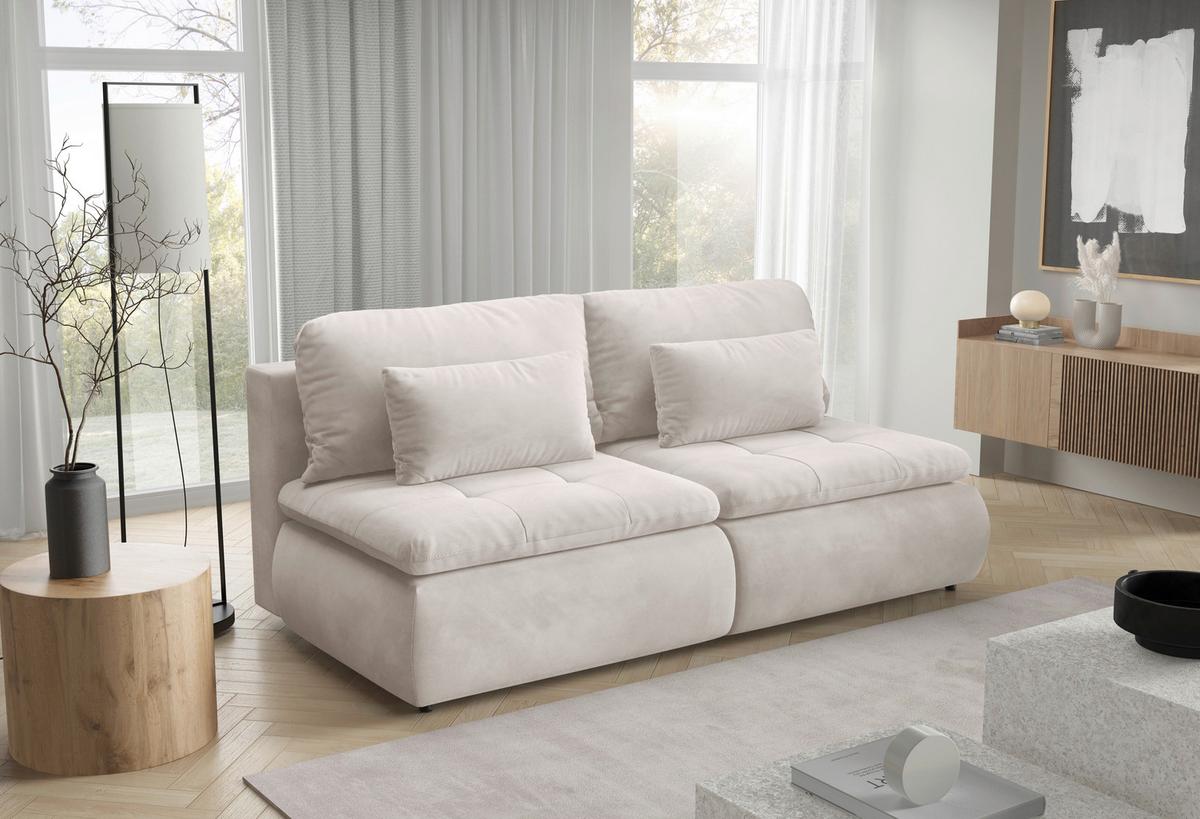 Schlafsofa Mystic Creme B: 220cm - Creme/Schwarz, Design, Textil (220/94/114cm) - Livetastic