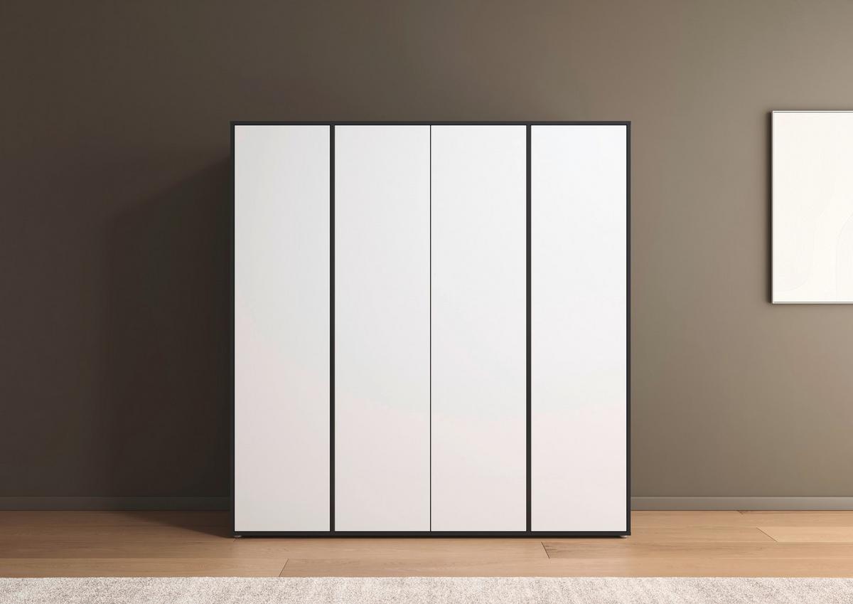 Drehtürenschrank Nabila Grau Weiß B: 187 cm - Weiß/Grau, MODERN, Holzwerkstoff (187/194/53cm) - Rauch Möbel