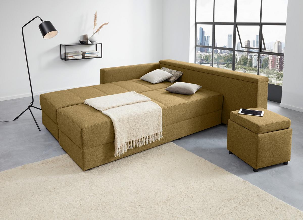 Ecksofa Looks Iii - Messingfarben/Schwarz, Design, Textil (287/229cm) - LOOKS by W.Joop