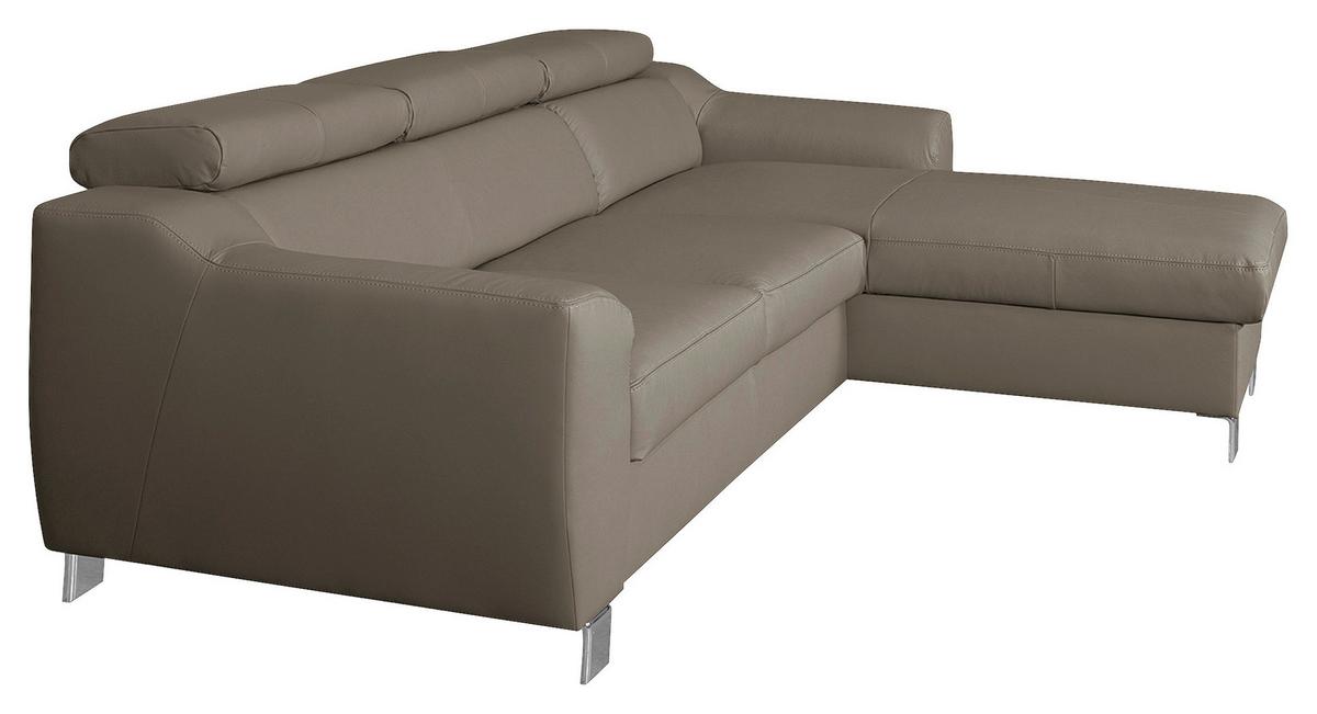 Ecksofa Aspen Taupe S: 242 Cm - Taupe/Chromfarben, Design, Leder/Textil (242/176cm) - Livetastic
