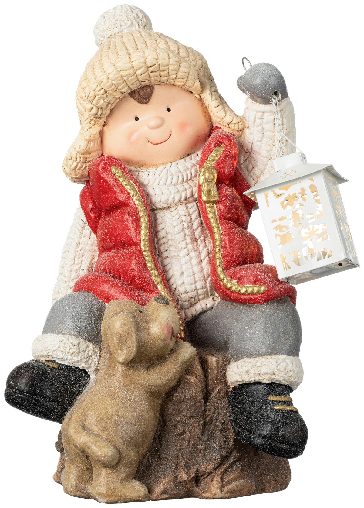 Dekofigur Kind Leon - Gelb/Rot, KONVENTIONELL, Kunststoff (25/22,5/42cm) - Luca Bessoni