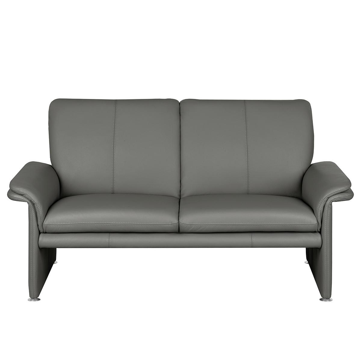 2-Sitzer-Sofa Comodo Echtleder Anthrazit B: 164 cm - Anthrazit/Silberfarben, Design, Leder (164/90/88cm) - Livetastic