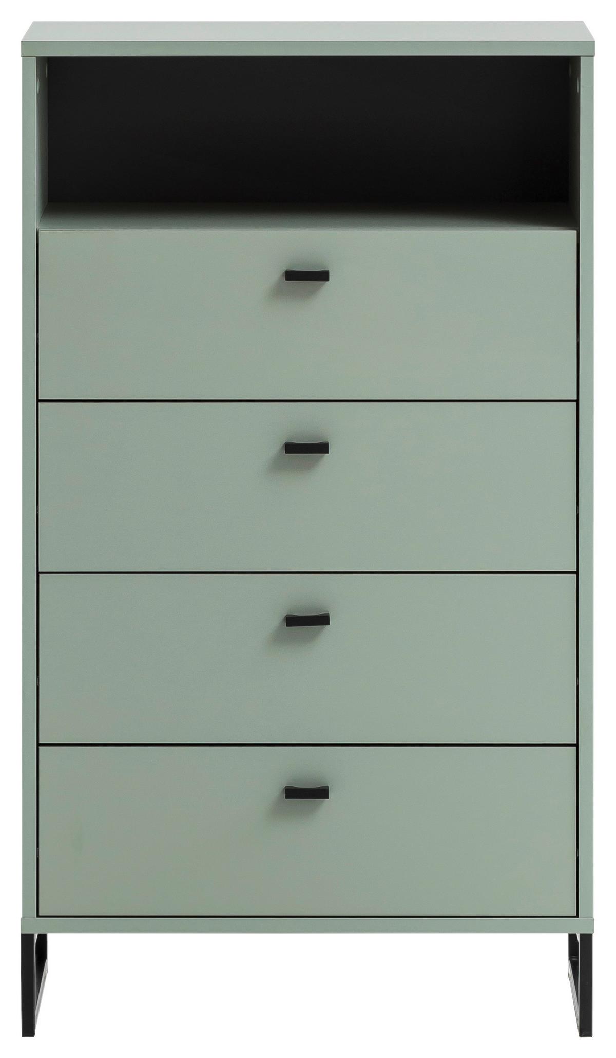 Highboard Janne Highboard 600 4sk Nische - Schwarz/Grün, LIFESTYLE, Holzwerkstoff (60,2/103,9/33,5cm) - MID.YOU