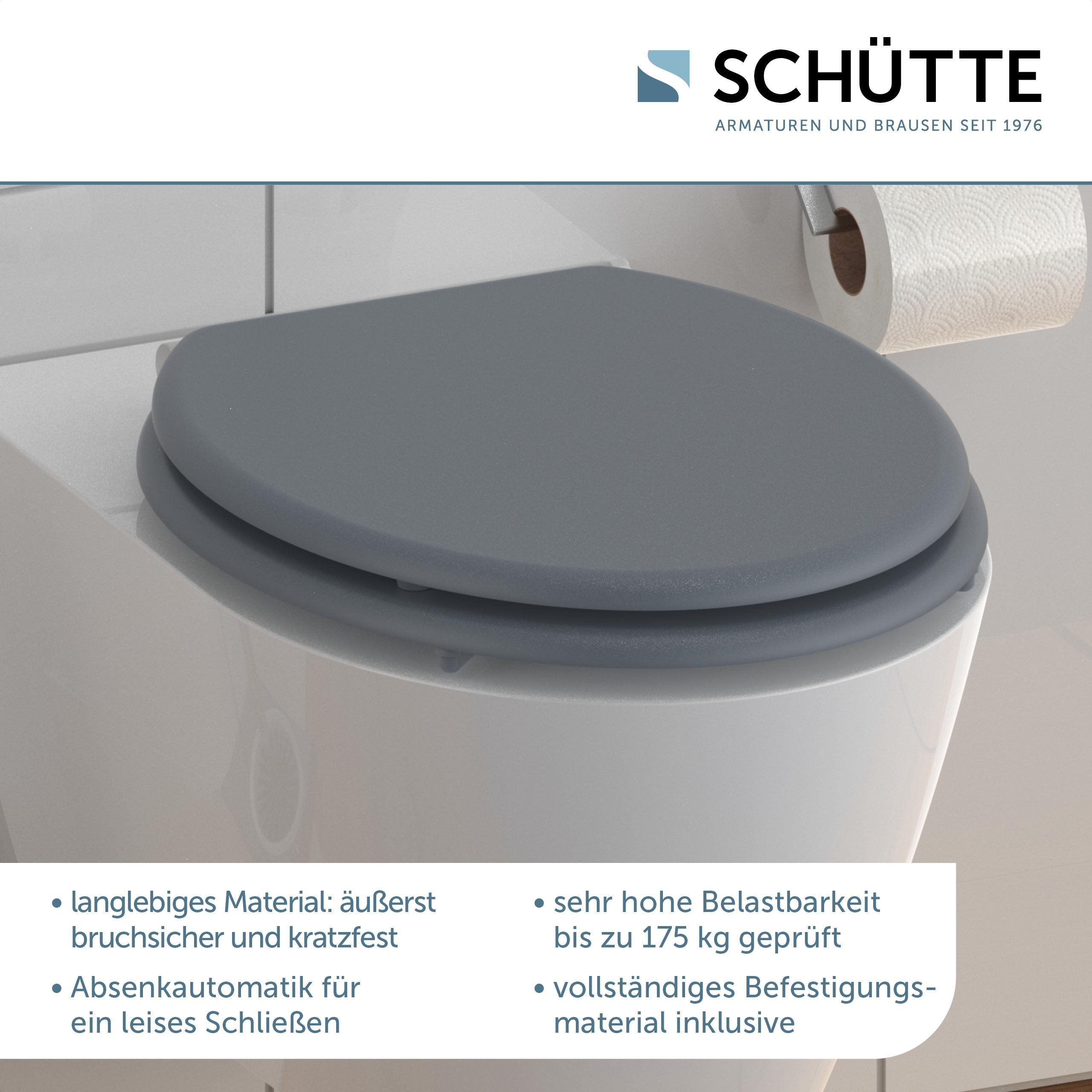 WC-Sitz Grau mit Absenkautomatik B: 43,5 cm - Grau, Basics, Holzwerkstoff (43,5/5,5/37,5cm) - Schütte