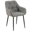 Armlehnstuhl Brooke Grau Gepolstert - Schwarz/Grau, MODERN, Textil/Metall (58/83/55cm) - MID.YOU