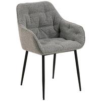 Armlehnstuhl Brooke Grau Gepolstert - Schwarz/Grau, MODERN, Textil/Metall (58/83/55cm) - MID.YOU
