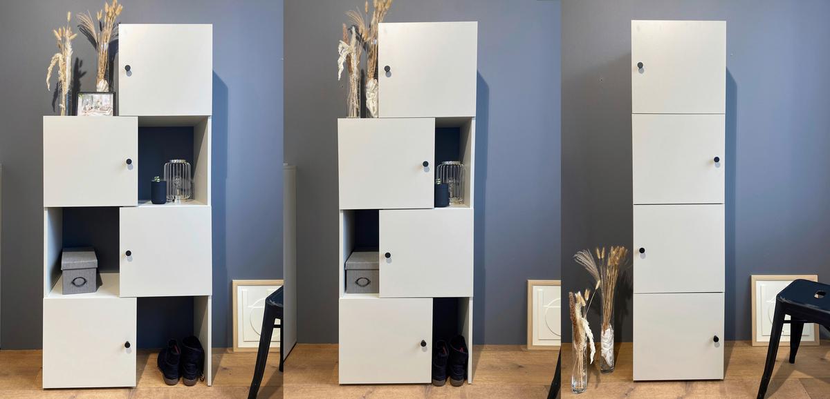 Regal Lovund, Beige B: 42-70 Cm - Beige/Schwarz, Design, Holzwerkstoff (42-70/163,1/34,7cm) - MID.YOU