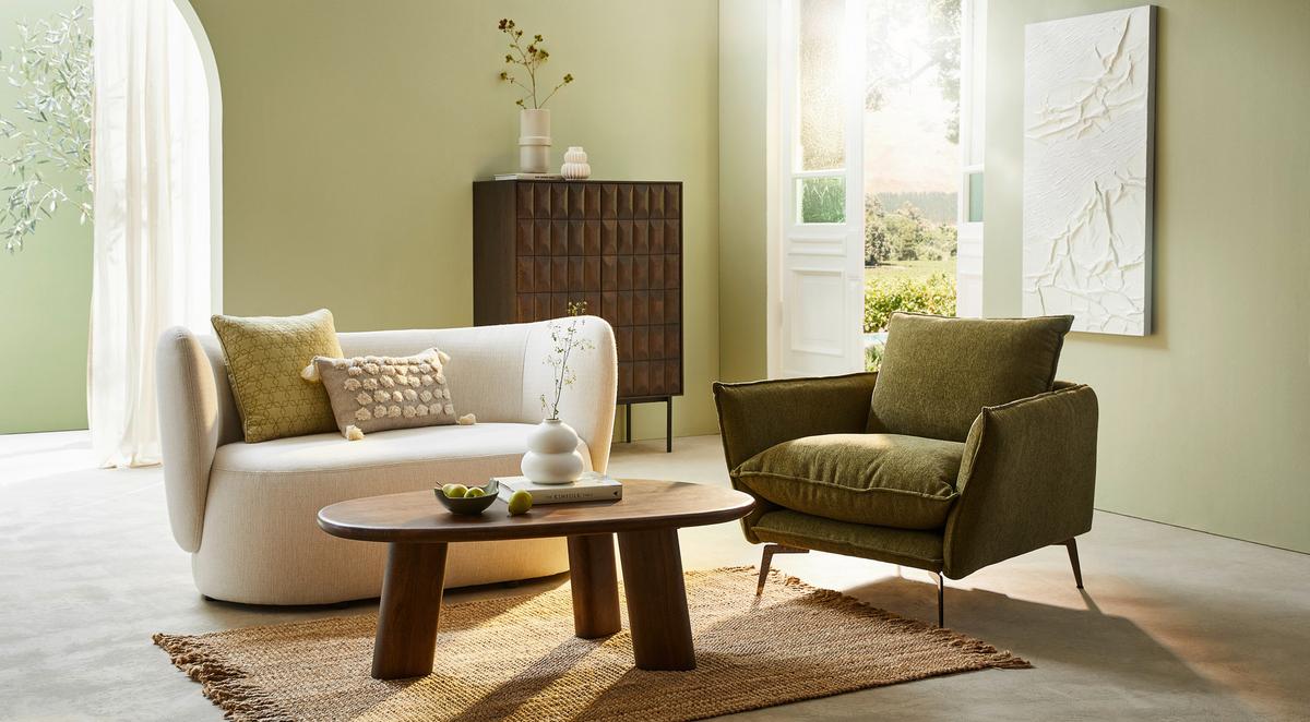 Sessel Skye Olivgrün B: 96 Cm - Schwarz/Olivgrün, Design, Textil (96/84/100cm) - Livetastic