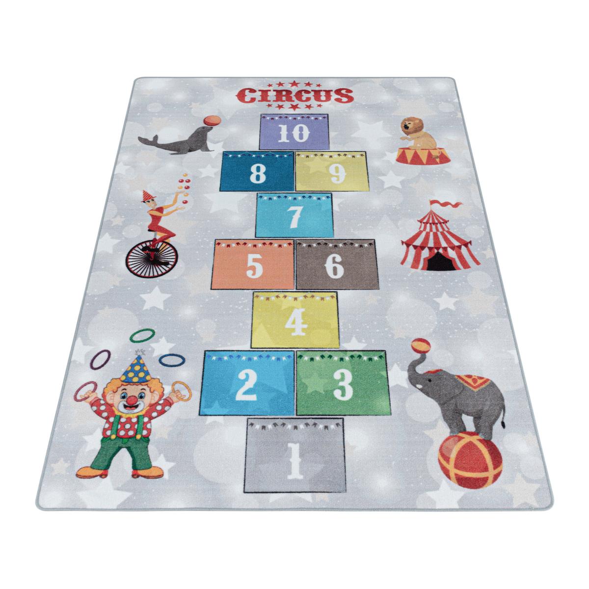 Spielteppich Hüpfspiel Zirkus Grau/Bunt Play 80x120 cm - Grau, Trend, Textil (80/120cm)