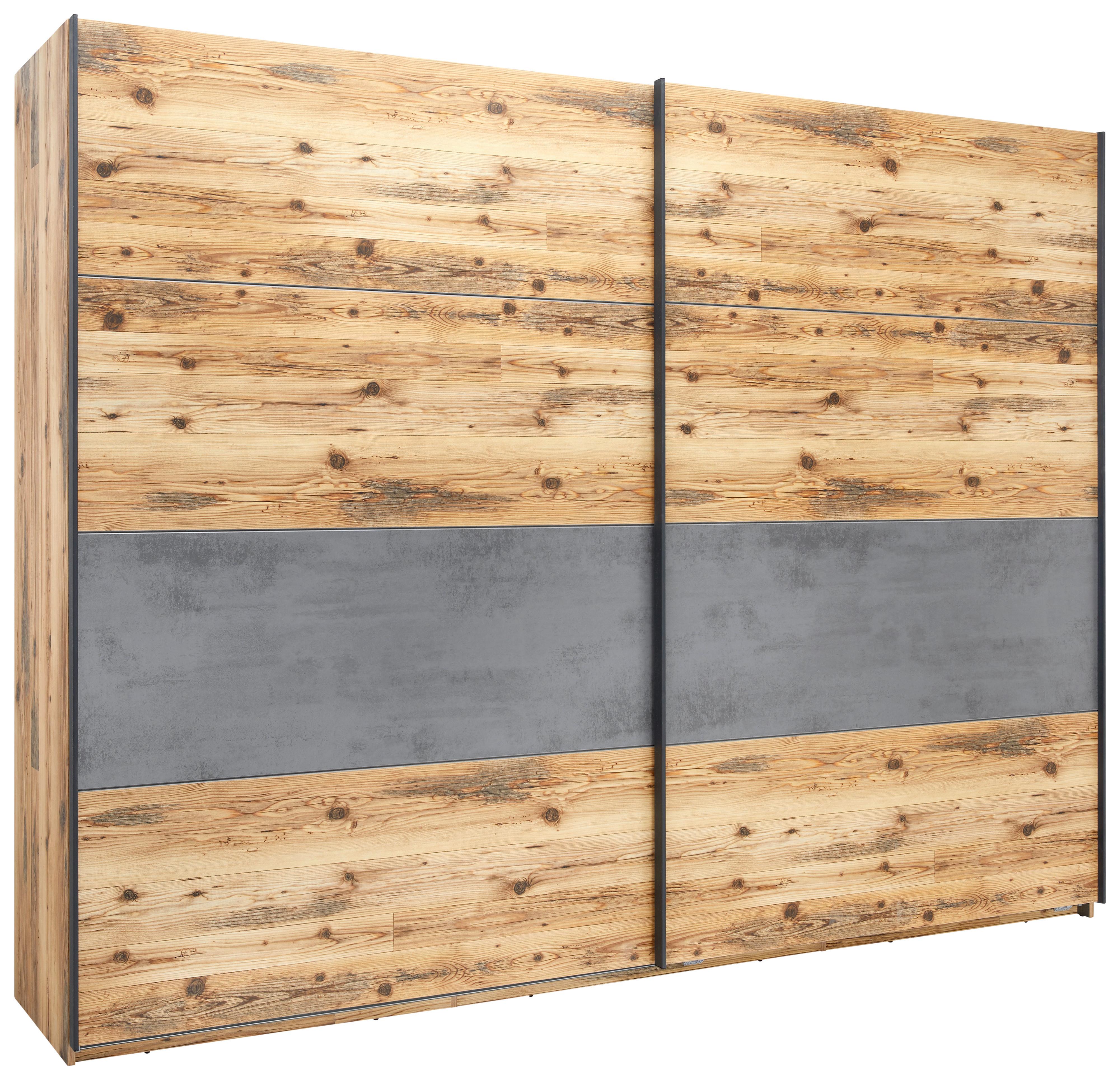 Schwebetürenschrank 270cm Alicante, Alpinlook/betonoxid - Fichtefarben/Eichefarben, MODERN, Holzwerkstoff (270/210/60cm) - Luca Bessoni
