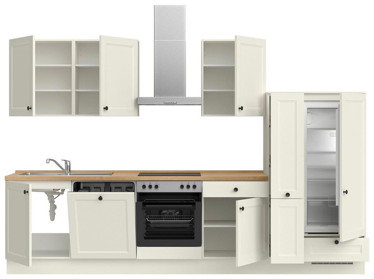 Kuchyňská linka 330 cm, bílá - bílá/barvy dubu, Moderní, kov/kompozitní dřevo (330cm) - Nobilia