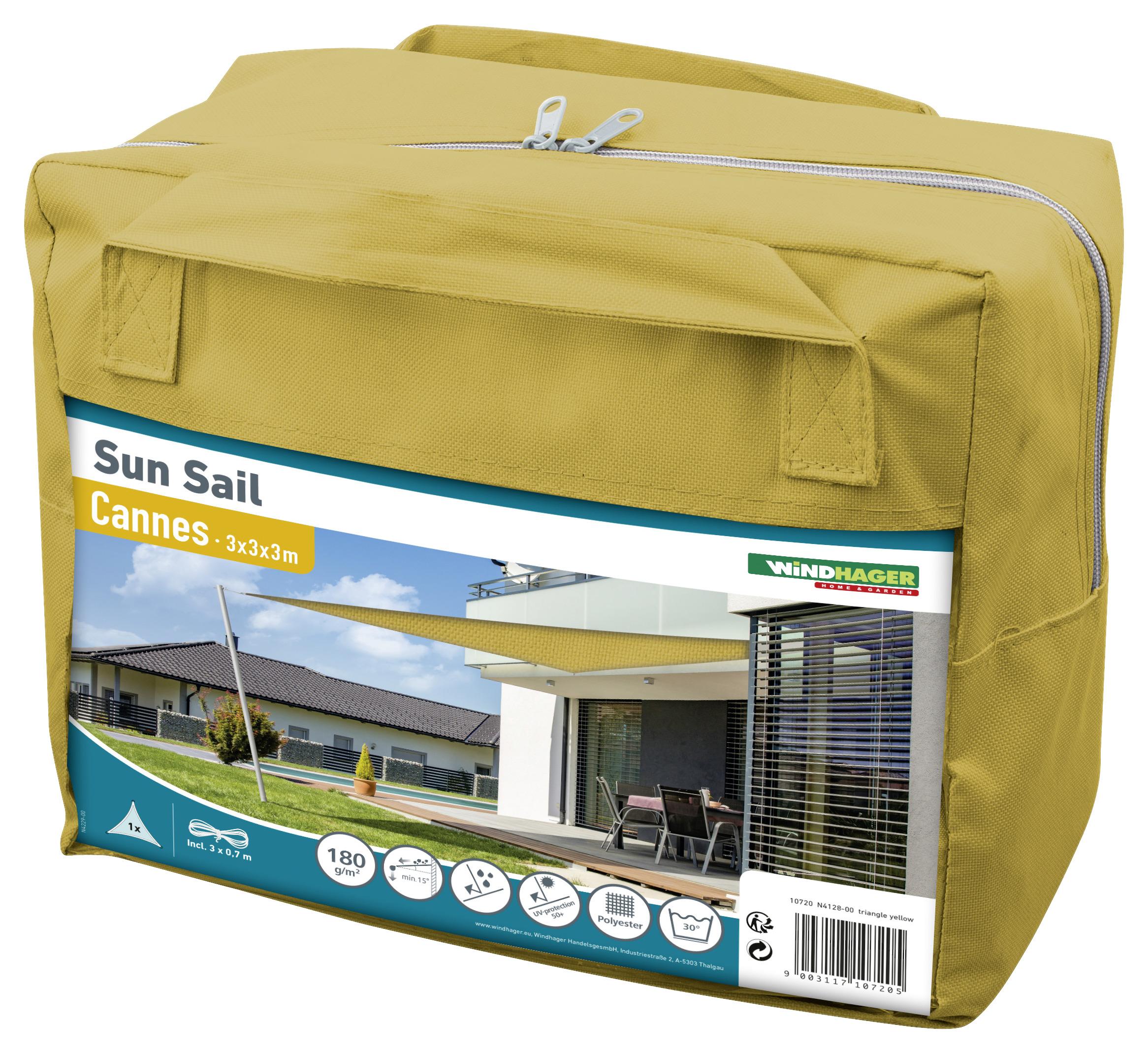 Sonnensegel Dreieckig 3x3 M - Gelb, Basics, Kunststoff (300/300cm)