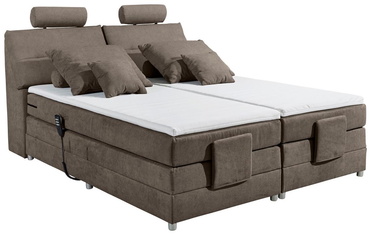 Boxspringbett mit Topper Elektrisch 180x200 cm Palermo - Silberfarben/Braun, MODERN, Holzwerkstoff/Textil (180/200cm) - MID.YOU