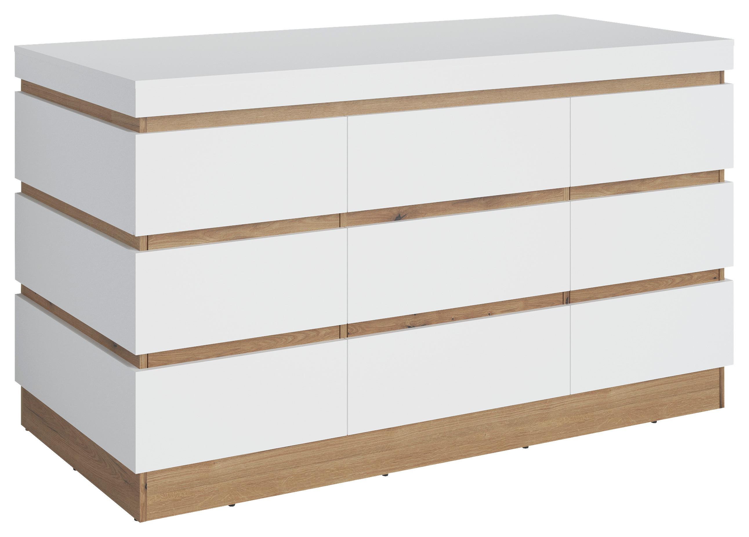 Bar Calabria Weiß/Eiche Dekor B: 160,8 cm - Eichefarben/Schwarz, Trend, Holzwerkstoff (160,8/92,5/75,1cm)