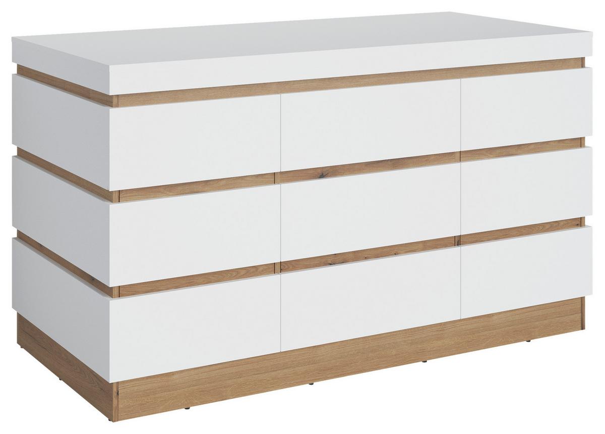 Bar Calabria Weiß/Eiche Dekor B: 160,8 cm - Eichefarben/Schwarz, Trend, Holzwerkstoff (160,8/92,5/75,1cm)