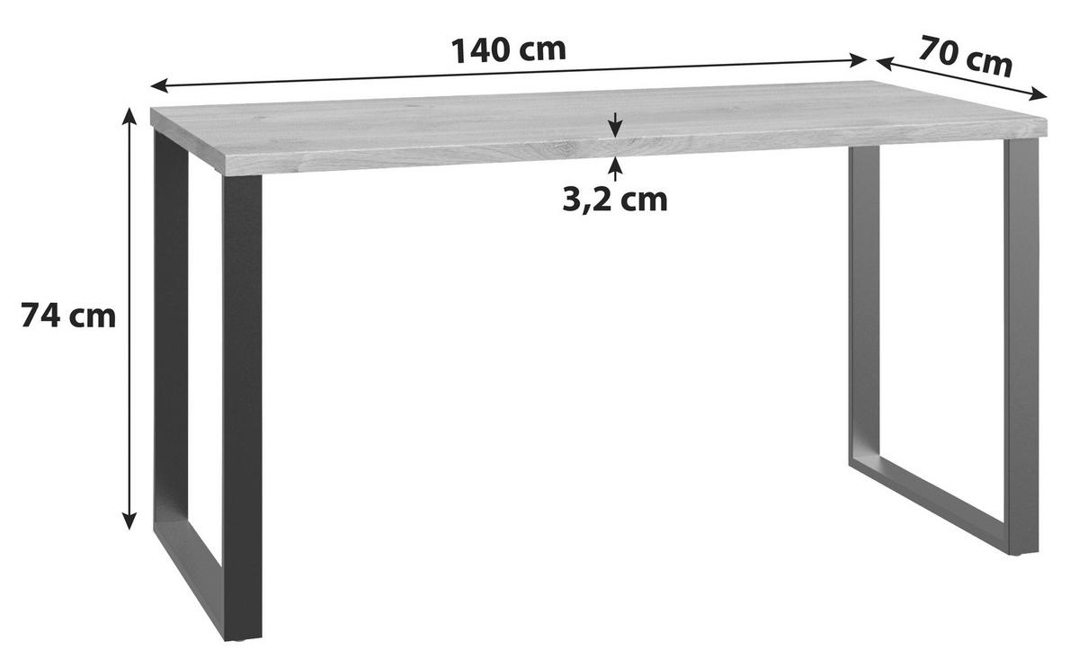 Písací stôl LIVERPOOL šírka 140cm - grafitová/farba duba, Design, kov/kompozitné drevo (140/70/74cm) - MID.YOU