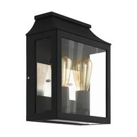 Außenwandleuchte Soncino 60w Metall Glas, Wandmontage - Klar/Schwarz, KONVENTIONELL, Glas/Metall (33/26,5/12cm) - Eglo