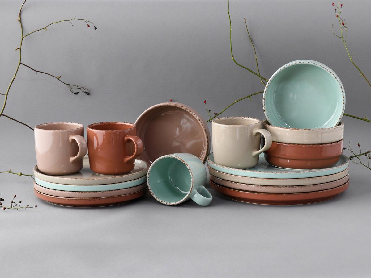 Kombiservice Keramik 4 Personen Geschirr Set - Multicolor, KONVENTIONELL, Keramik (40/32,5/33cm) - Creatable