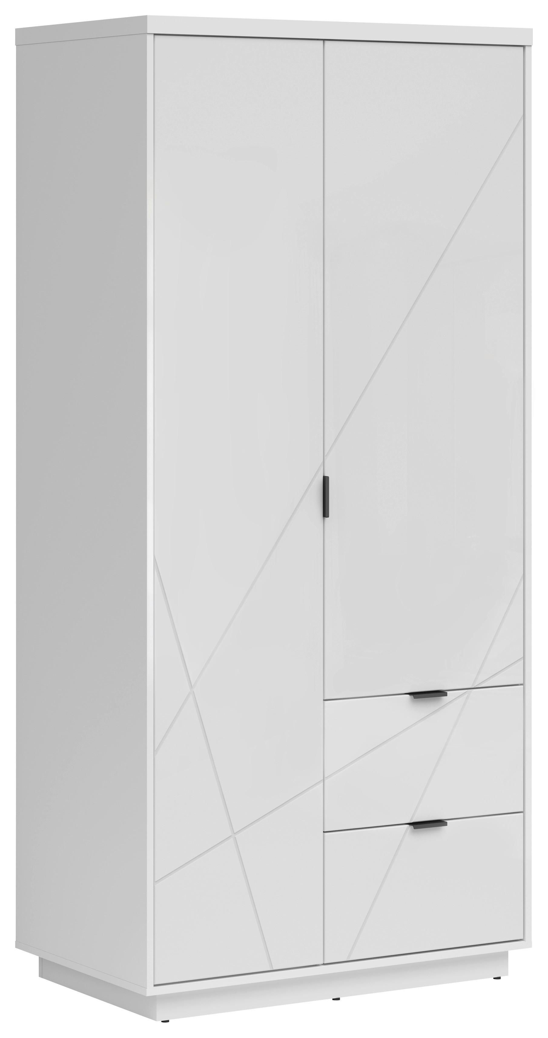 Drehtürenschrank B: 94 Cm Forn Weiß - Weiß Hochglanz/Weiß, MODERN, Holzwerkstoff (94/200,5/56,5cm) - MID.YOU