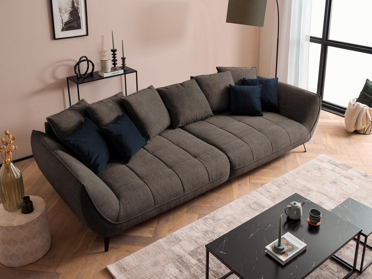 Bigsofa Triton Braun B: 311 Cm - Schwarz/Dunkelblau, Design, Textil (311/95/130cm) - Livetastic