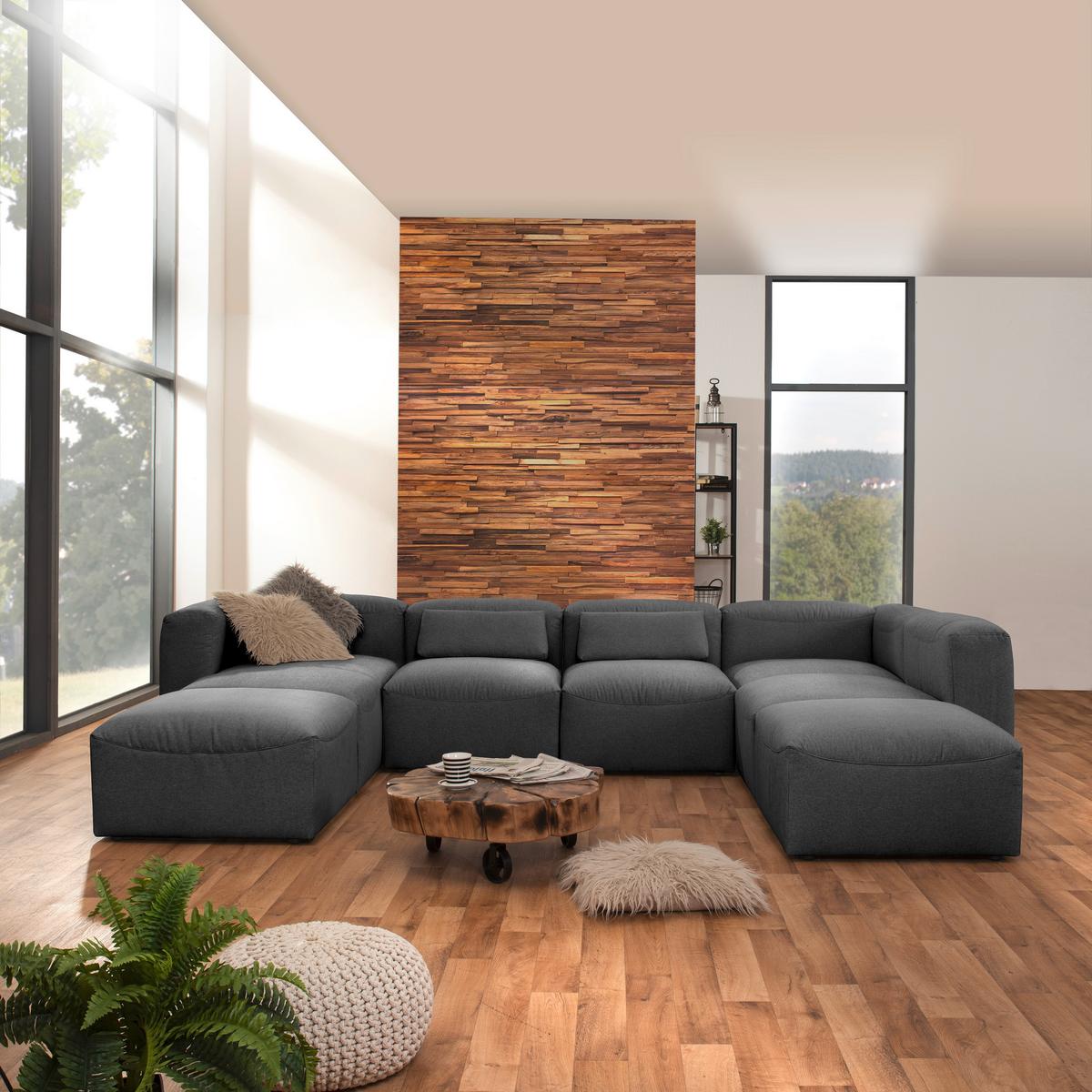 Wohnlandschaft Lena - Anthrazit, Design, Textil (235/350/250cm) - Max Winzer