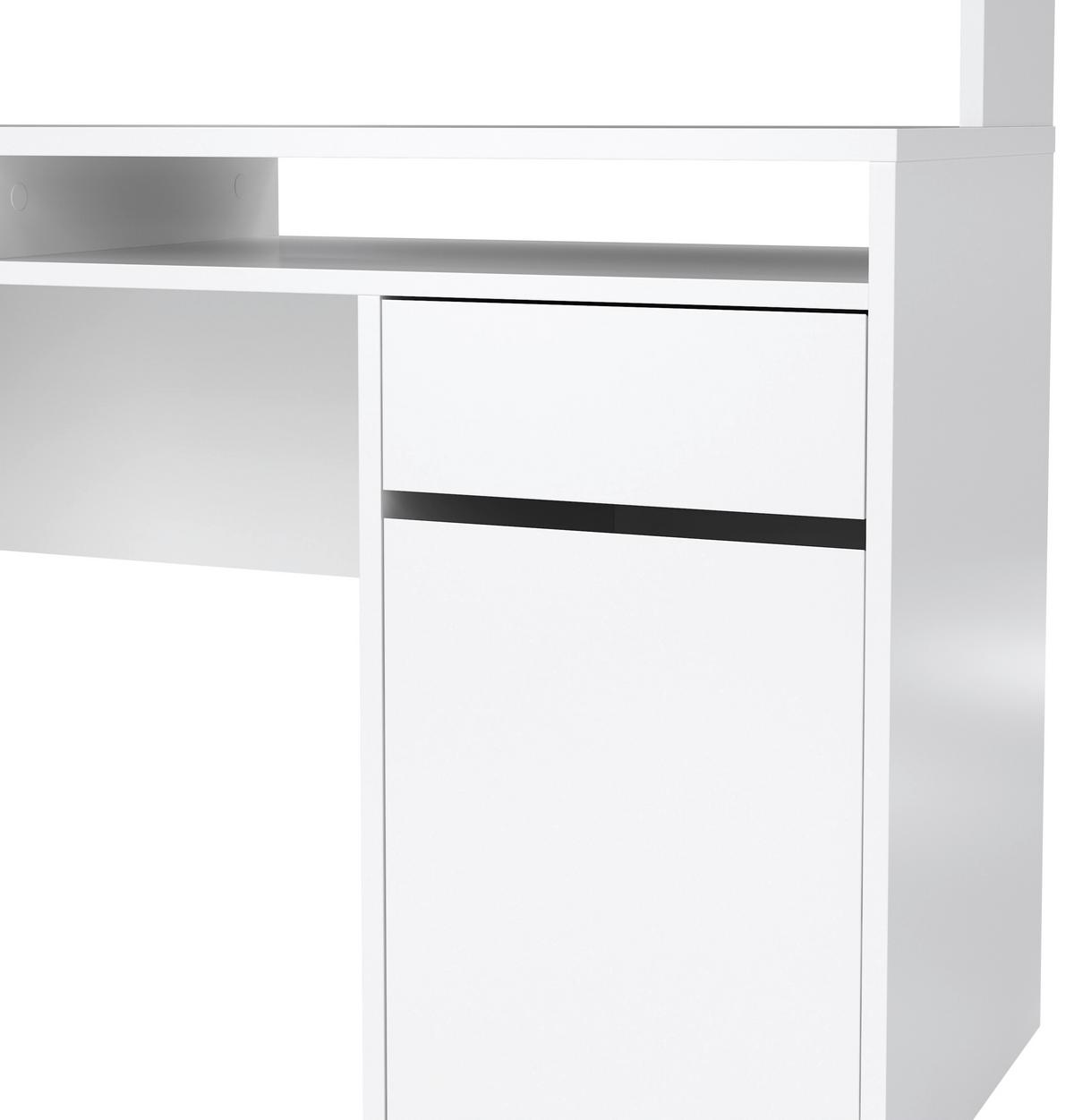 Schreibtisch mit Stauraum B 48,2cm H 156,2cm Weiß - Weiß Hochglanz, MODERN, Holzwerkstoff (149/48,2/156,2cm) - P & B