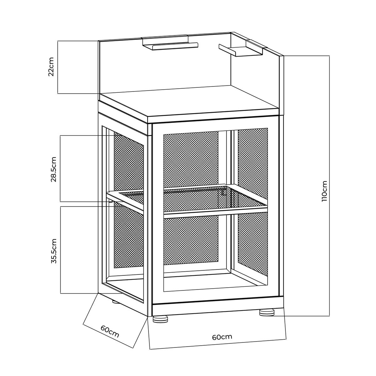 Outdoorküchenregal Eckteil Anthrazit, Stahl - Anthrazit, Basics, Metall (60/110/60cm) - Gardenson