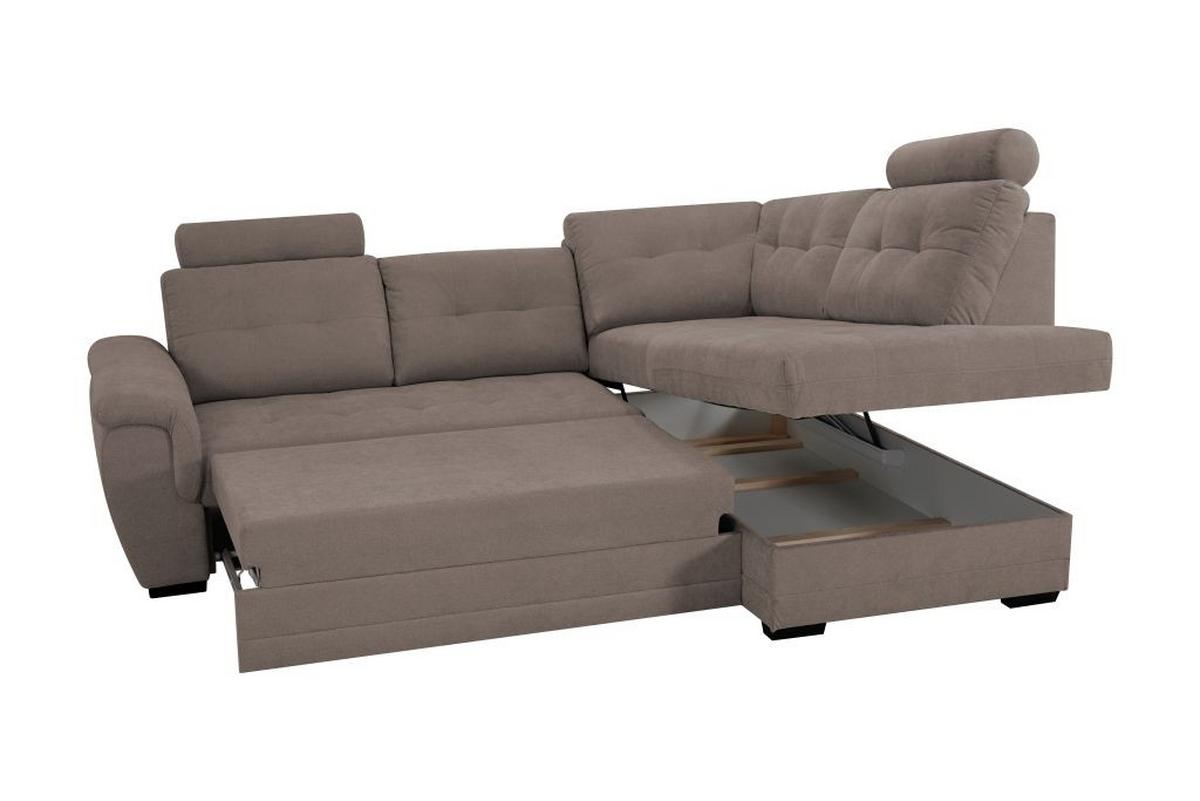 Rohová sedačka FALCO, pravá, hnědá žinylka,2x op.hlavy - černá/hnědá, Konvenční, dřevo/kompozitní dřevo (251/183cm) - Ondega